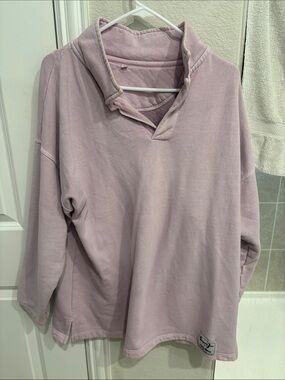 Sloppy Joe Pullover Collar Sweatshirt in Light Mauve